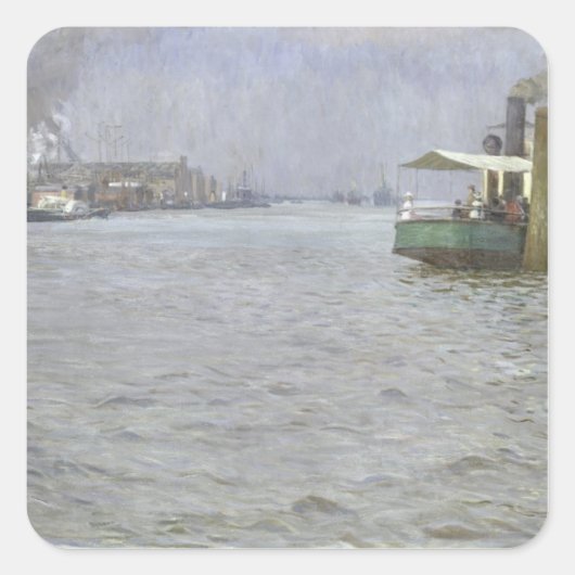 Sonntagsatmosphäre auf der Elbe Quadratischer Aufkleber (Vorderseite)