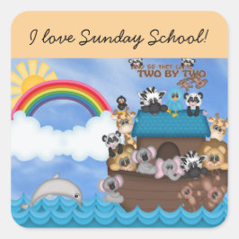 Sonntagsbibelschule Noahs Ark of Animals Flove Quadratischer Aufkleber