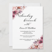 Sonntagsbrunch Dusty Pink Boho Blumenhochzeit Einladung (Vorderseite)