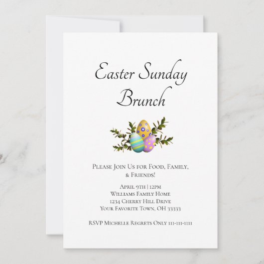 Sonntagsbrunch Elegante Ostereier Einladung (Vorderseite)