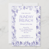 Sonntagsbrunch Lavendel Blätter Party Einladung (Vorderseite)