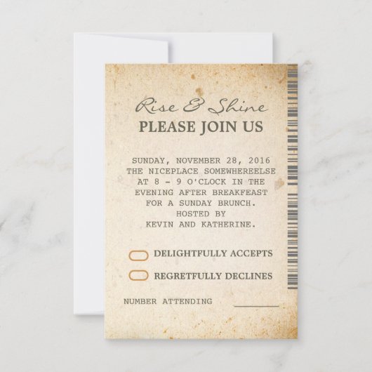 Sonntagsbrunch Zusätzliche Hochzeitskarten Einladung (Vorderseite)