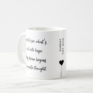 Sonntagsmorgen-Affirmationsskript-Zitat Kaffeetasse