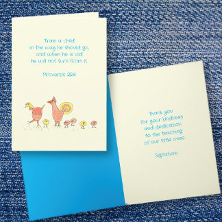 Sonntagsschullehrer Danke, Card Dankeskarte