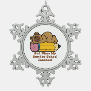 Sonntagsschullehrer Schneeflocken Zinn-Ornament