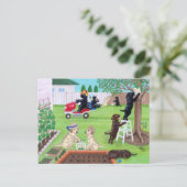 Sonntagsspass Labradors Painting Postkarte (Stehend Vorderseite)