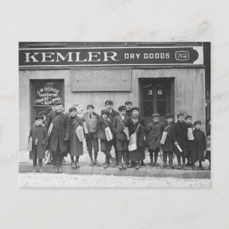 Sonntagszeitungen austragen, 1909 postkarte
