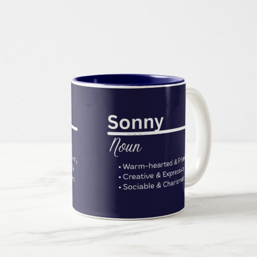 Sonny Boy Personalized Name Definition Zweifarbige Tasse (VorderseiteRechts)