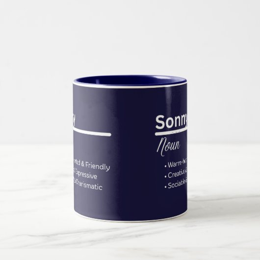 Sonny Boy Personalized Name Definition Zweifarbige Tasse (Mittel)