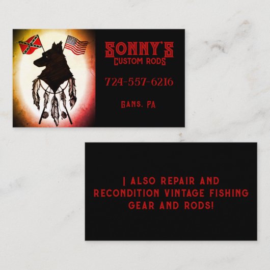 Sonny's Custom Rods Visitenkarte (Vorne/Hinten)