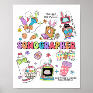 Sonograf Oster Tages Ultraschall Tech Hase Ostern Poster