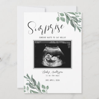 Sonogram Neutral Green Card Baby Announcement Ankündigung
