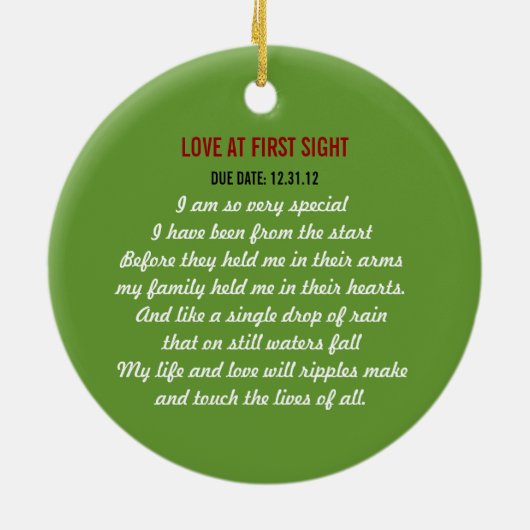 Sonogram-Verzierung - Liebe am ersten Anblick Keramikornament (Hinten)