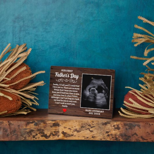 Sonogramm für den ersten Vatertag Fotoplatte (Seite)