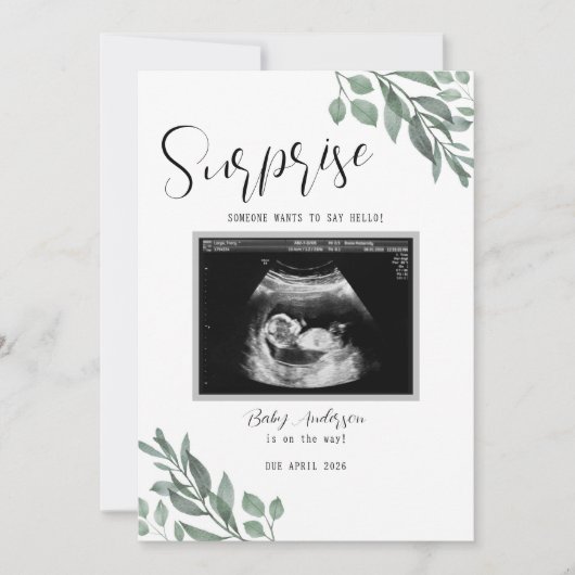 Sonogramm Neutral Grüne Karte Baby Ankündigung (Vorderseite)