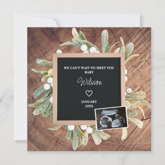 Sonogramm-Schwangerschaft im Winter-Kranz-Brief Ankündigung (Vorderseite)