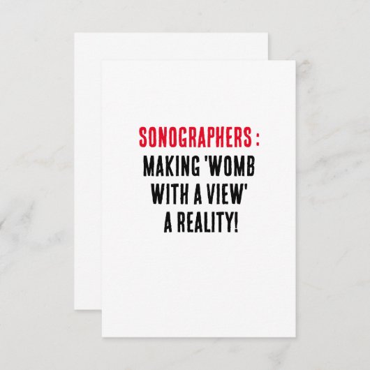 Sonographen: "Gebärmutter mit Blick" zur Realität Dankeskarte (Vorne/Hinten)