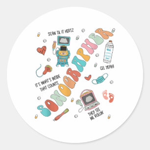 Sonographer School Nurse S Runder Aufkleber