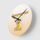 Sonographin Chick Runde Wanduhr (Winkel)