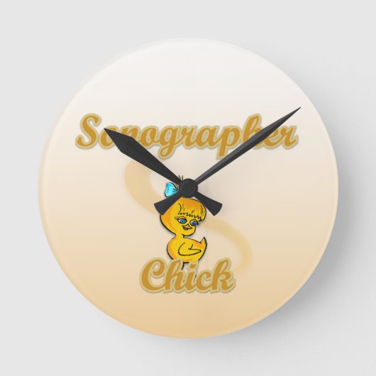 Sonographin Chick Runde Wanduhr (Vorderseite)