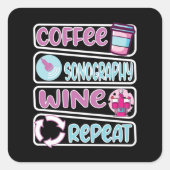 Sonographin Weinkaffee Quadratischer Aufkleber (Vorderseite)