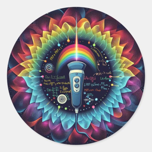 Sonographisch-farbige Ultraschallwellen-Physik Runder Aufkleber (Vorderseite)