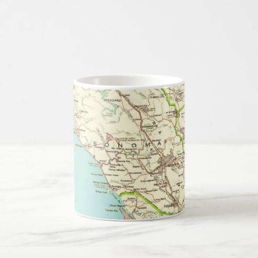 Sonoma CA Vintage-Karten-Tasse Kaffeetasse (Mittel)