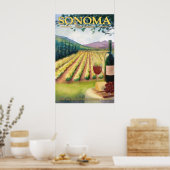 Sonoma, California Wine Country Travel Poster (Küche)