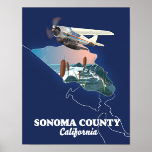 Sonoma Landkreis California Map Poster