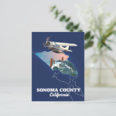 Sonoma Landkreis California Map Postkarte (Stehend Vorderseite)