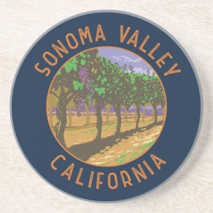 Sonoma Valley California Retro Distressed Circle Getränkeuntersetzer