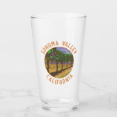 Sonoma Valley California Retro Distressed Circle Glas (Vorderseite)