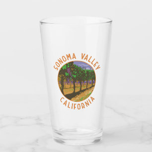 Sonoma Valley California Retro Distressed Circle Glas