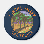 Sonoma Valley California Retro Distressed Circle Magnet (Vorne)