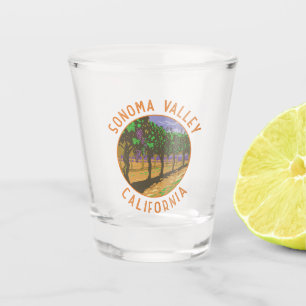 Sonoma Valley California Retro Distressed Circle Schnapsglas