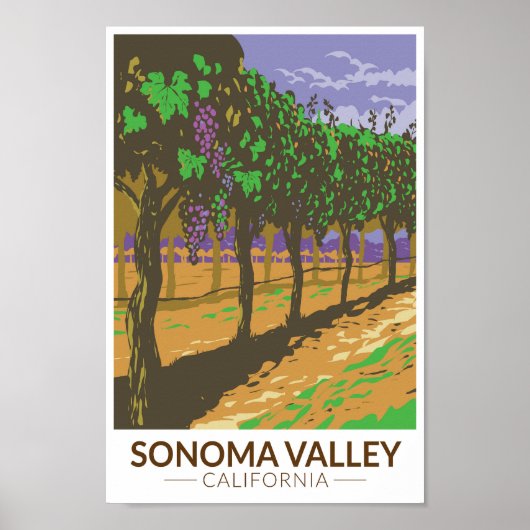 Sonoma Valley California Weinroute Vintag Poster (Vorne)