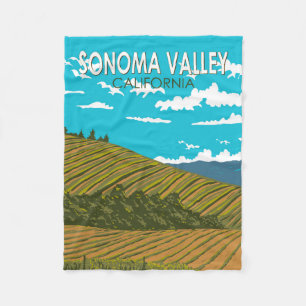 Sonoma Valley Kalifornien Reise Kunst Vintage Fleecedecke