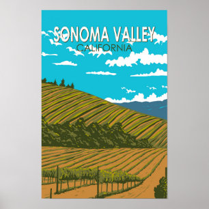 Sonoma Valley Kalifornien Reise Kunst Vintage Poster