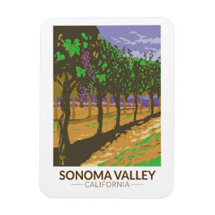 Sonoma Valley Kalifornien Weinberg Reise Vintage Magnet
