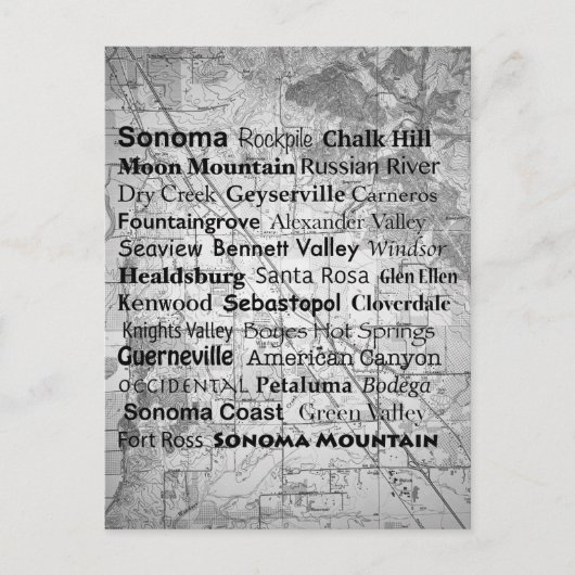 Sonoma-Weinland Postkarte (Vorderseite)