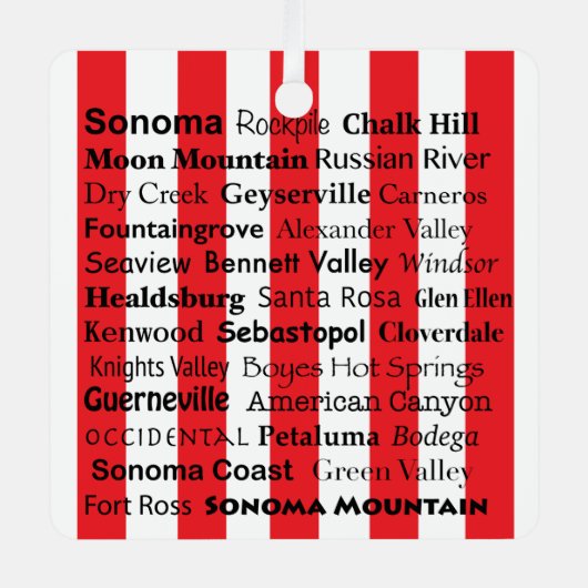 Sonoma Wine AVAs Ornament Aus Metall (Vorderseite)