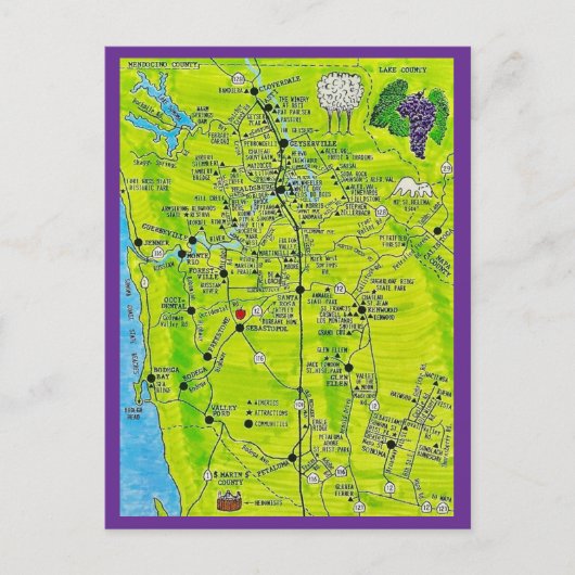 Sonoma Wine country Wineries Postkarte (Vorderseite)