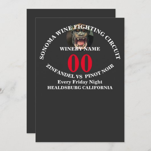 SONOMA WINE KAMPF CIRCUIT ZINFANDEL VS PINOT EINLADUNG (Vorne/Hinten)