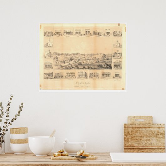 Sonora, CA. Panoramakarte 1854 (1647A) - nicht res Poster (Küche)