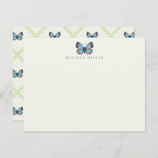 Sonoran Blue Butterfly Flat Note Card Mitteilungskarte (Vorne/Hinten)