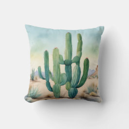 Sonoran Splendor Watercolor Cactus Decorative Kissen