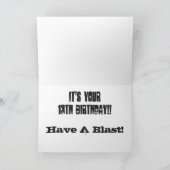 Sons 13. Geburtstag, weiß, blau und schwarz. Karte (Innenseite)