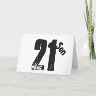 Sons 21. Geburtstag, weiß und schwarz. Karte