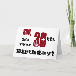 Son's 30. Geburtstag Gruß in schwarz, rot, weiß. Karte