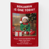 Sons First Birthday Party Foto Red Christmas Banner (Vertikal)